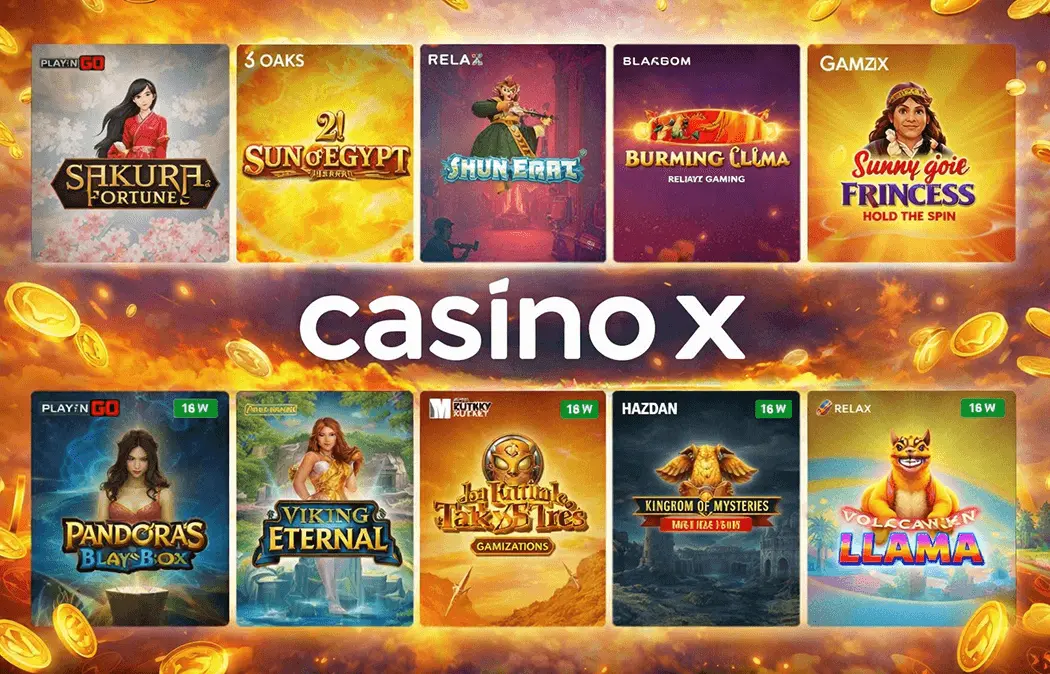 Игровой каталог Casino-X - 3 600+ игр, слоты, live-казино и ставки на спорт на едином балансе